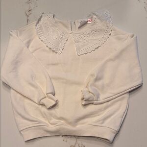 Zara Cream Eyelet Collar Sweatshirt